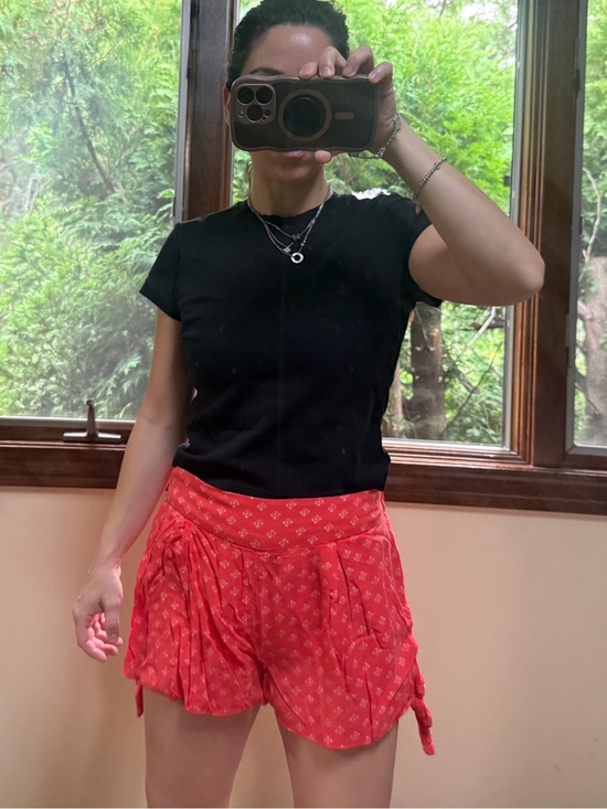Free People Pants - Free People Coral Printed Tie-Accent Women's Shorts